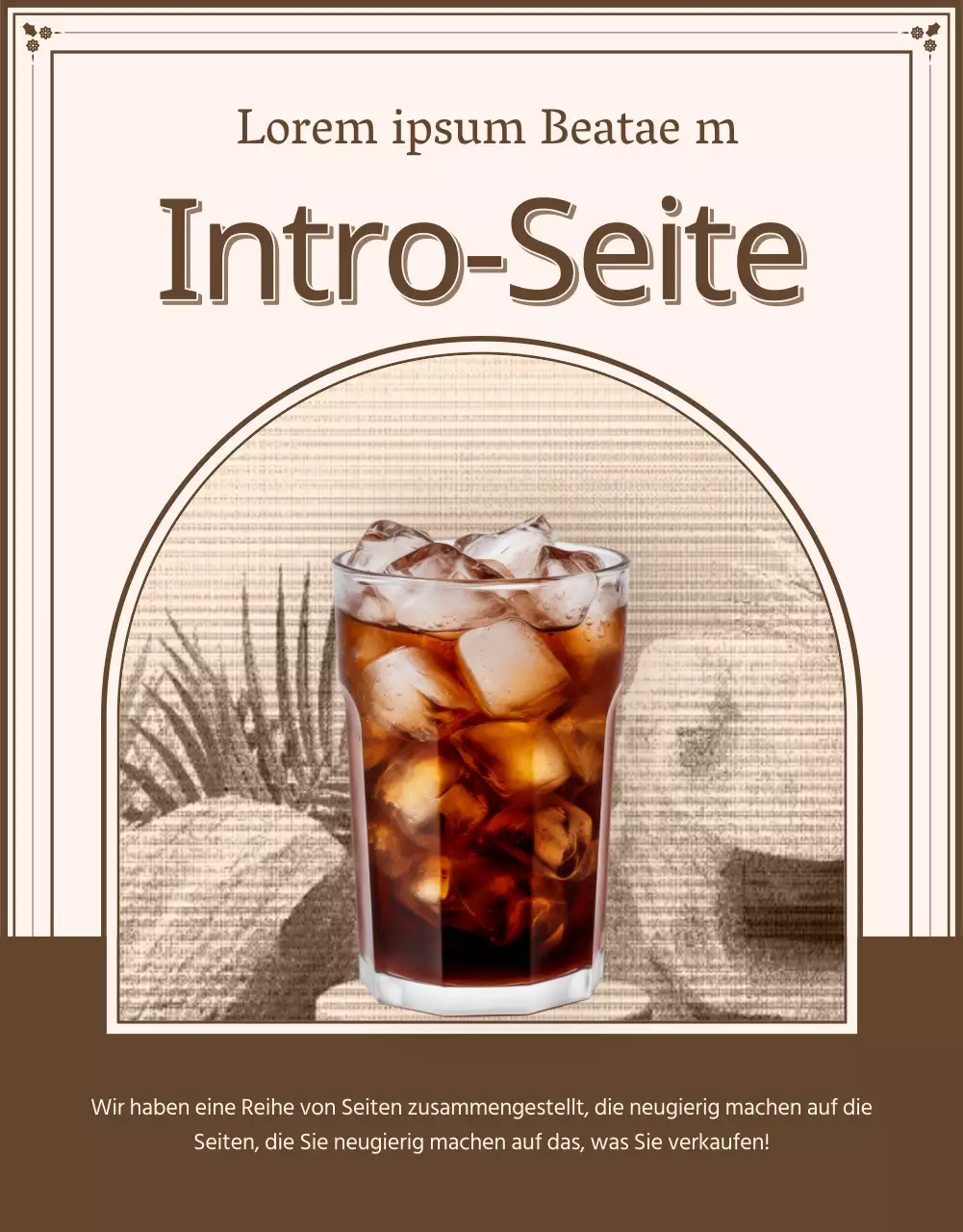 Introseite oder Anzeige für Vintage-Detailseiten in Elfenbein und Beige