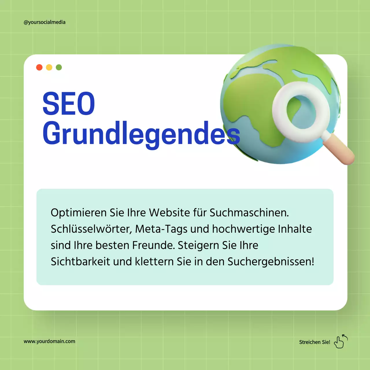 Grün und Blau Einfache Tipps für digitales Marketing Leitfaden Strategie