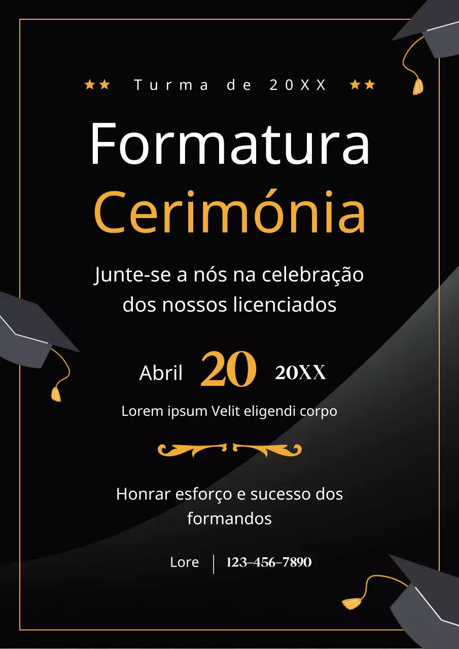 Convite de formatura de luxo preto