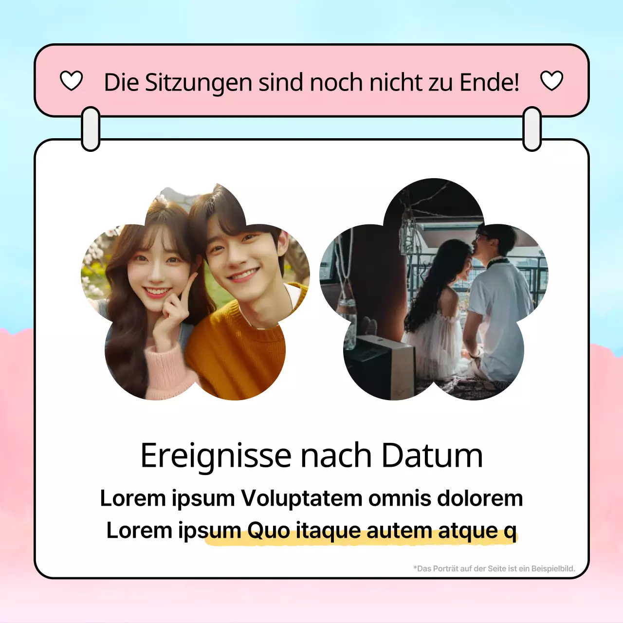 Eine süße Blind Date-Ankündigung in Rosa und Hellblau