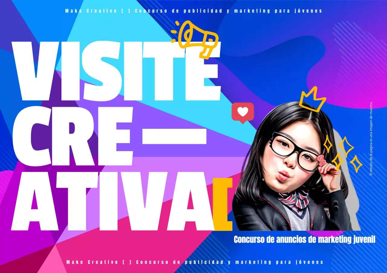 Promueva concursos publicitarios de moda en azul y fluorescente