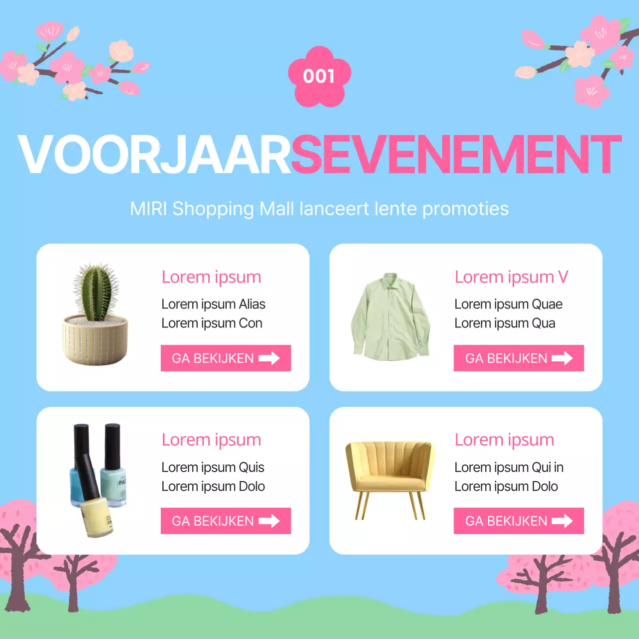 Promoot een mooie voorjaarsuitverkoop in lichtblauw en roze