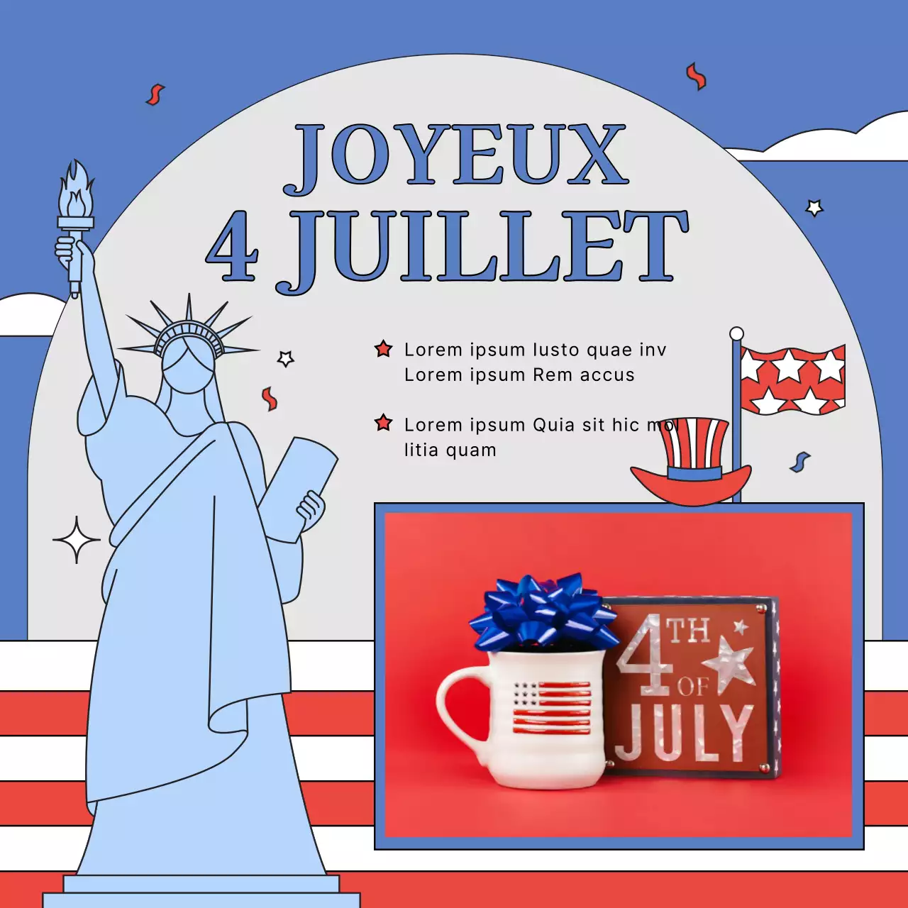 Promouvoir la fête de l'indépendance des États-Unis avec les tendances rouge et bleu