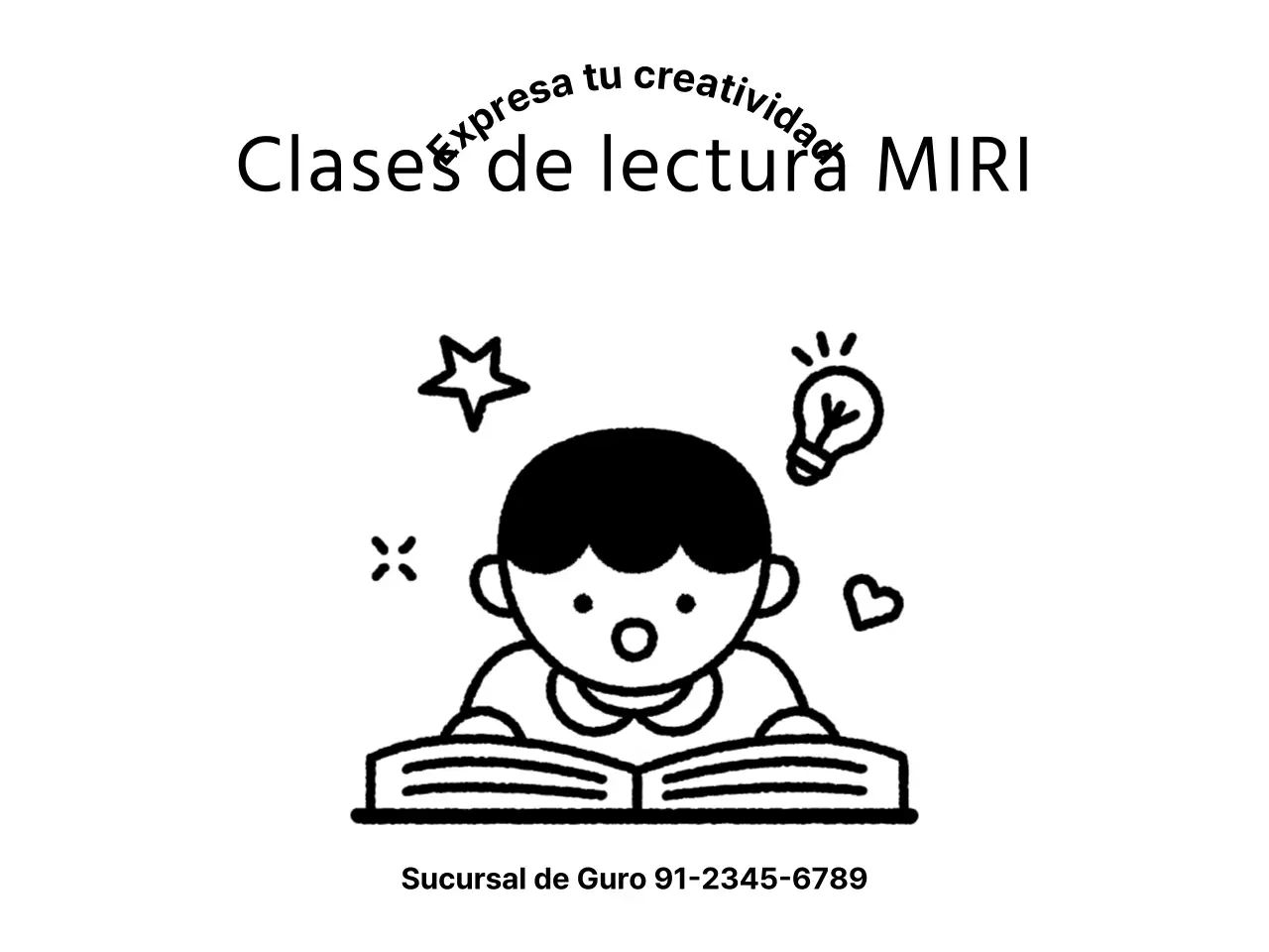 Diseño promocional escolar con ilustración de un niño leyendo un libro