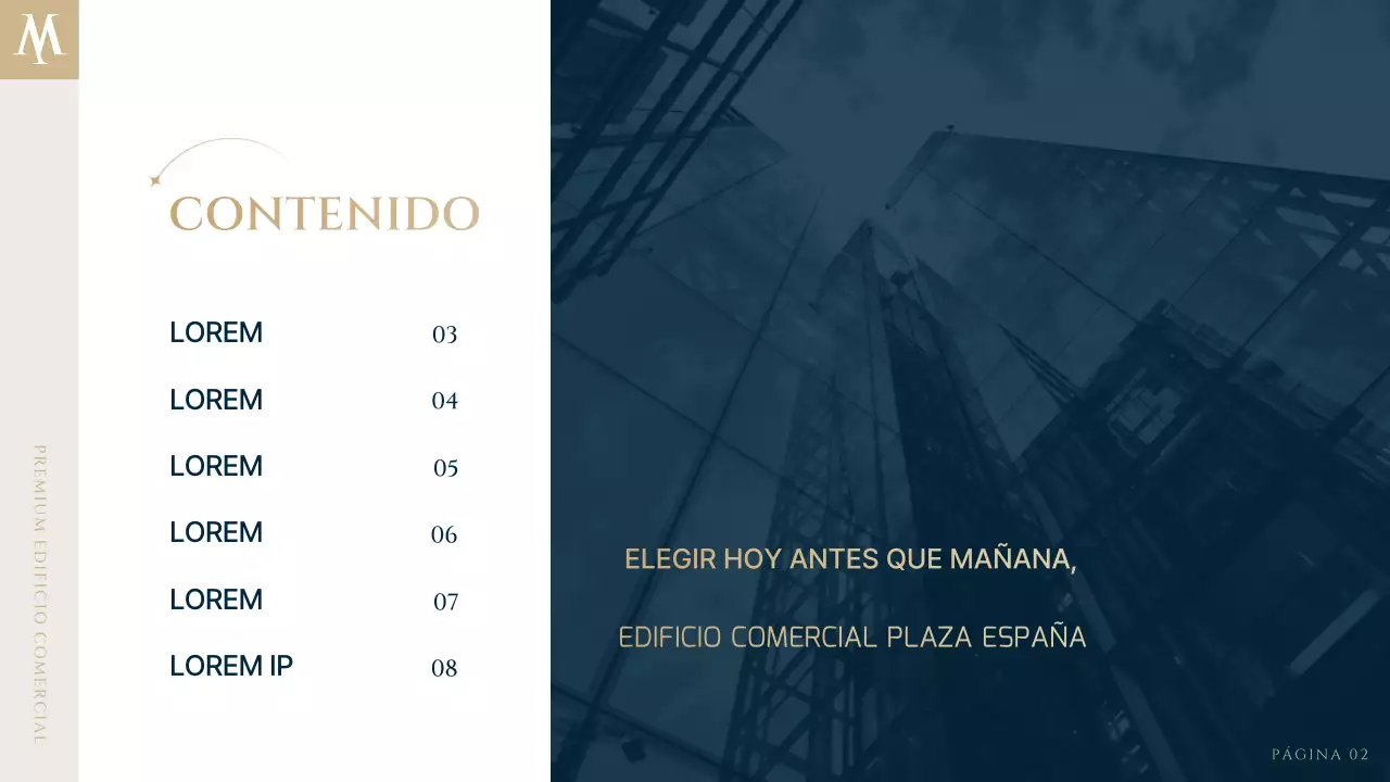 Un lujoso anuncio inmobiliario en azul marino y dorado