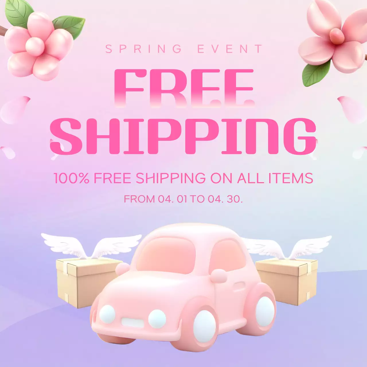 Pink Trendy Shipping Promotion Social Media Post