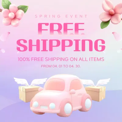Pink Trendy Shipping Promotion Social Media Post
