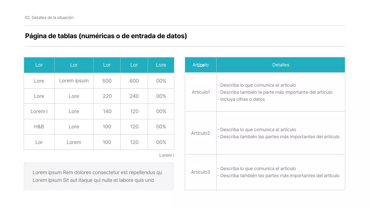 Un sencillo informe corporativo en menta y blanco