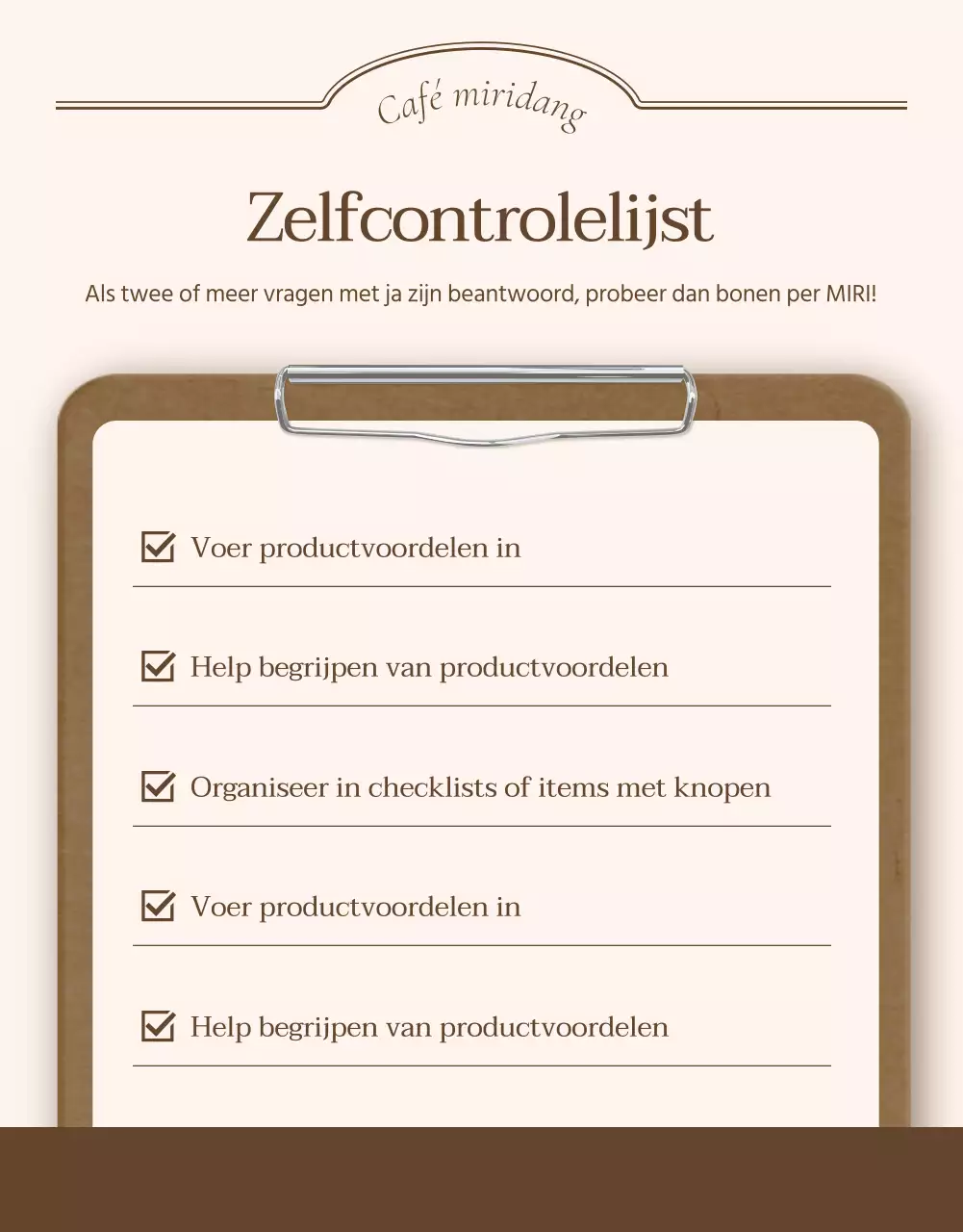 Checkpoints of advertenties voor vintage detailpagina's in ivoor en beige