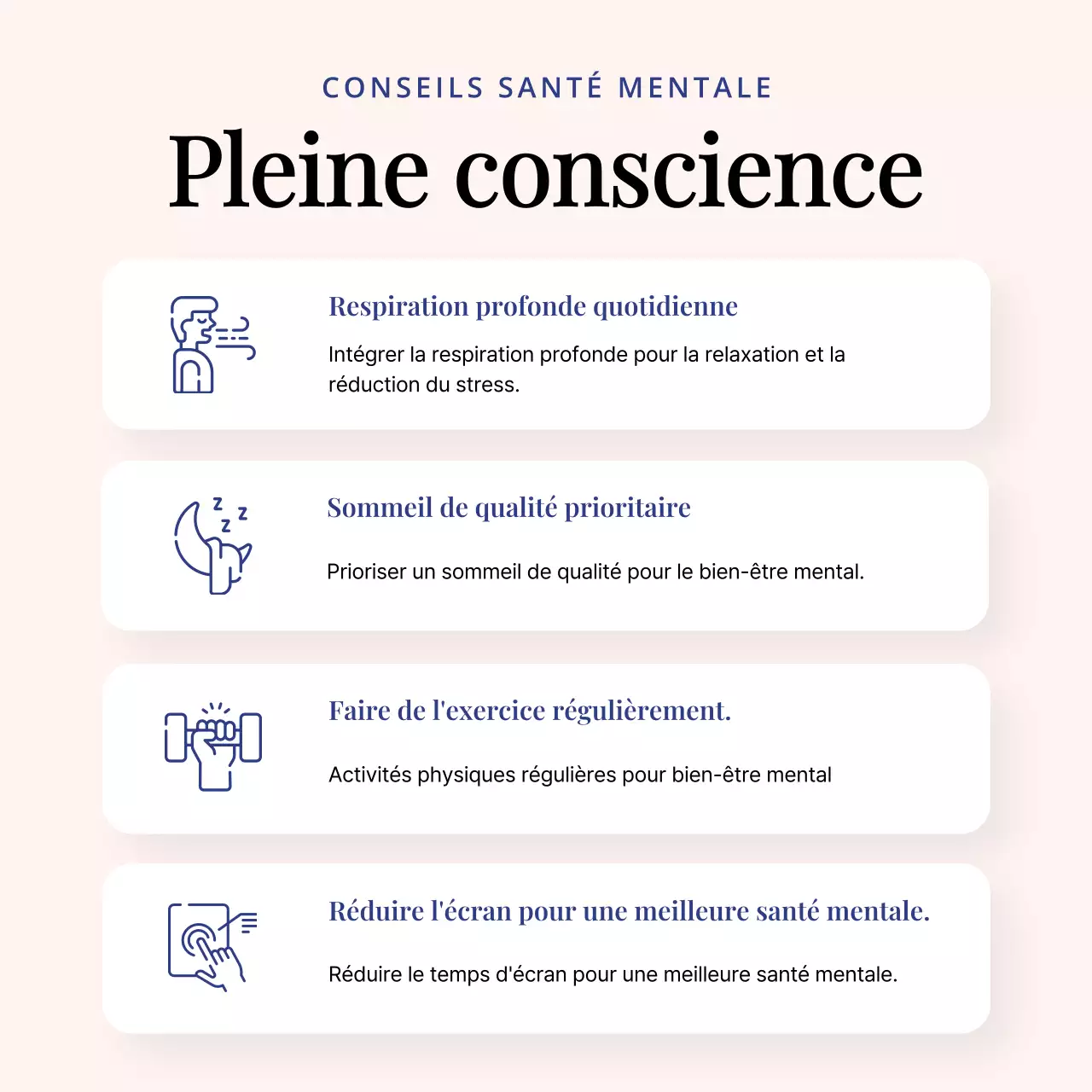 Ivoire et bleu Minimal Guide de conseils en matière de santé mentale