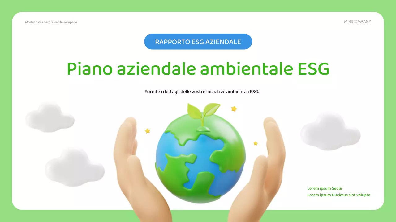 Un semplice piano aziendale ESG in verde e blu