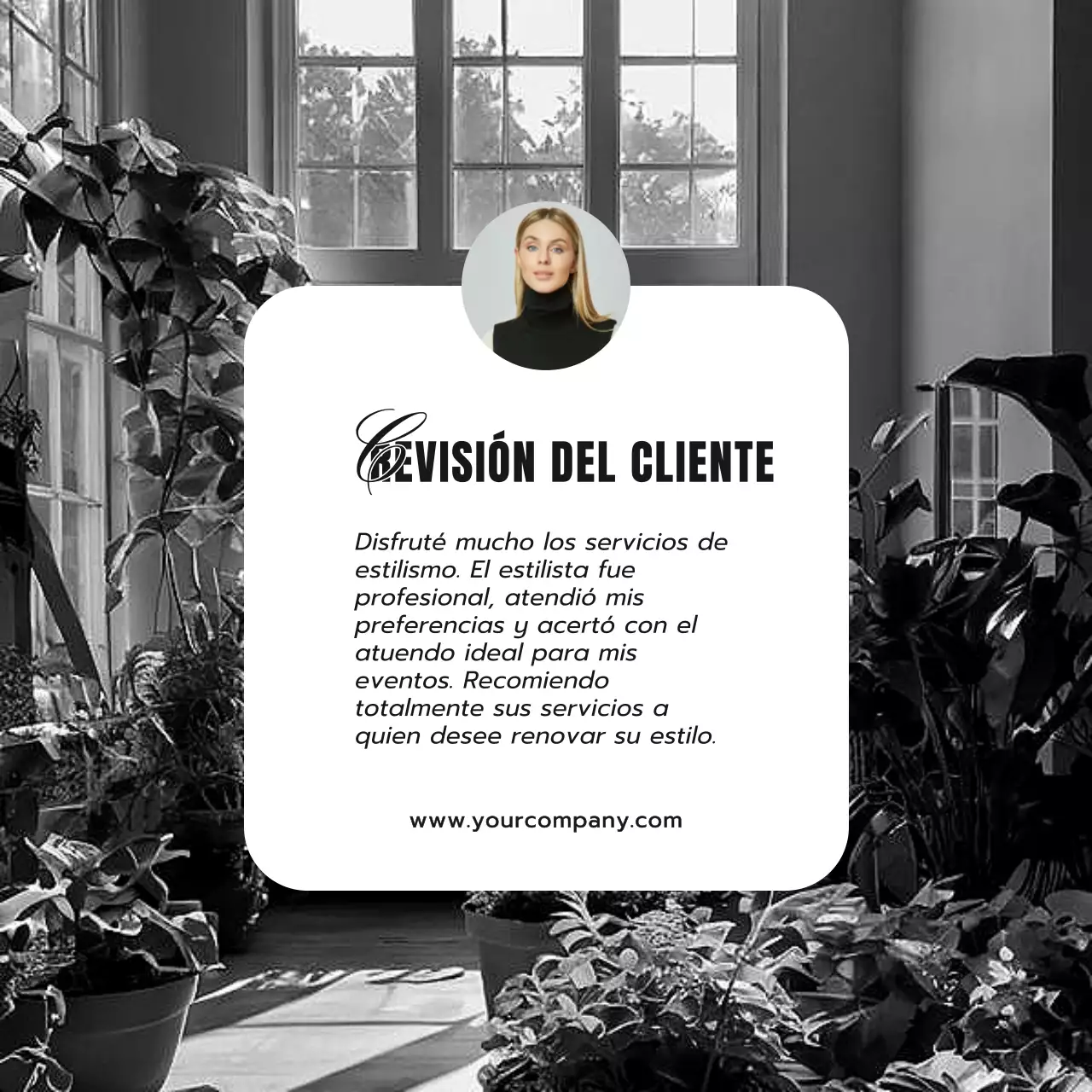 Anuncio de servicio de estilista de moda minimalista en gris y negro