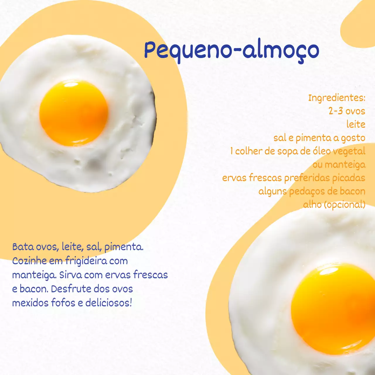Receitas de cozinha coloridas em amarelo e branco