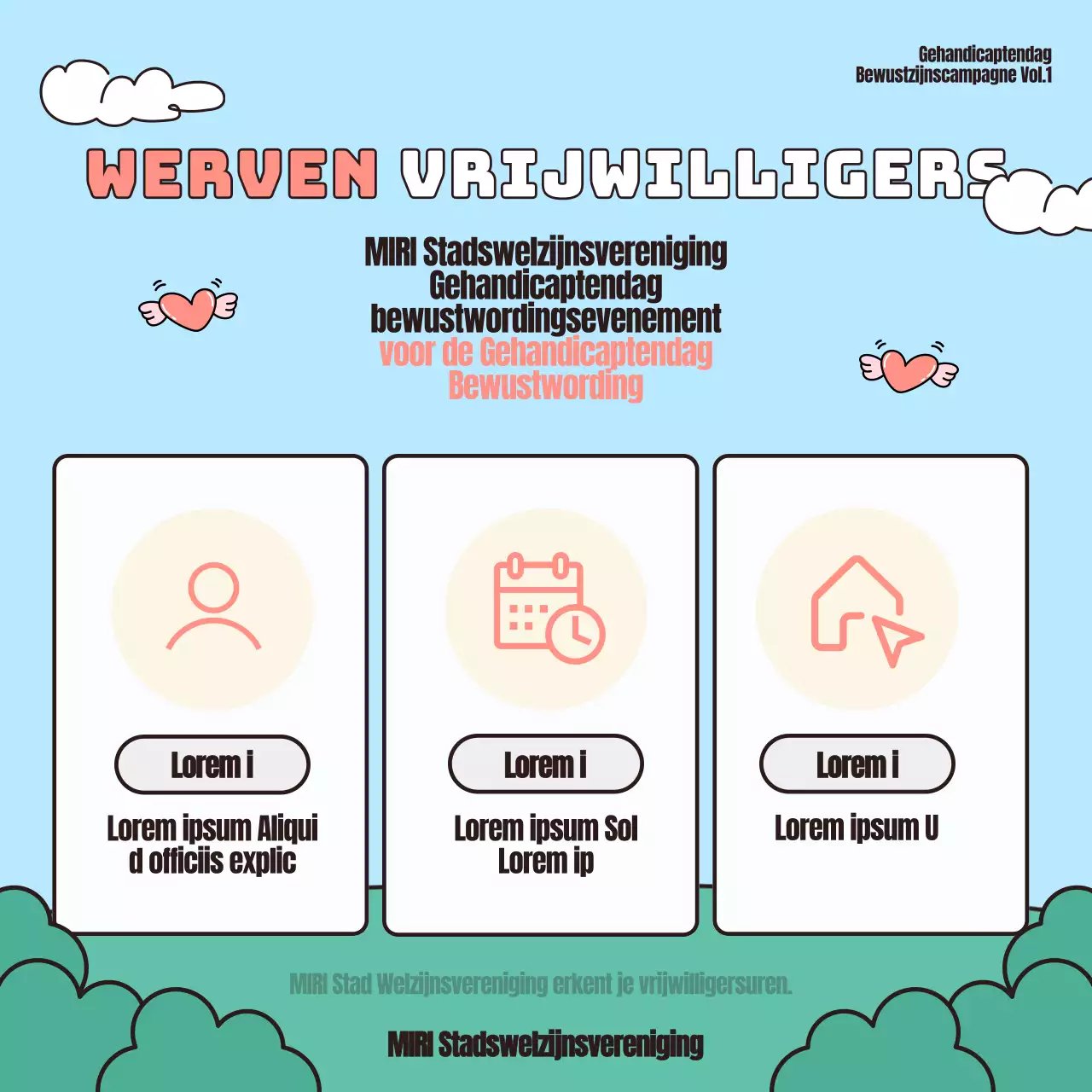 Evenementen ter gelegenheid van de Disability Awareness Day in lichtblauw en rood promoten