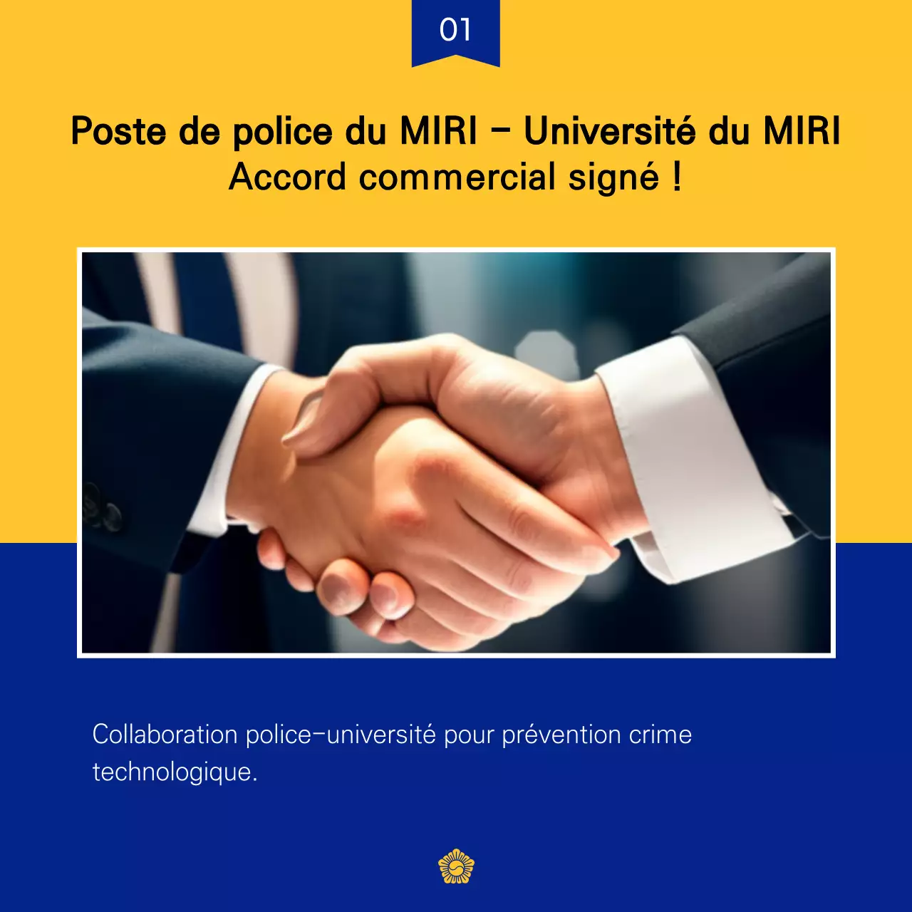 Promouvoir une lettre d'information policière tendance en jaune et bleu marine