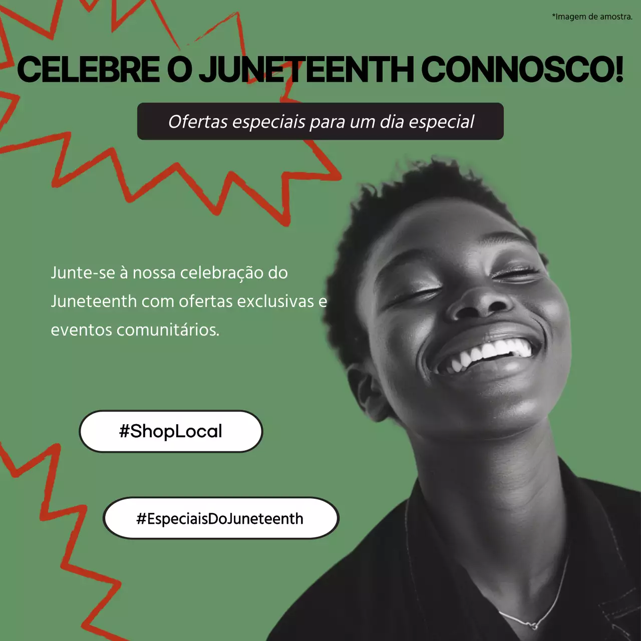 Publicidade verde e preta para a celebração do Juneteenth