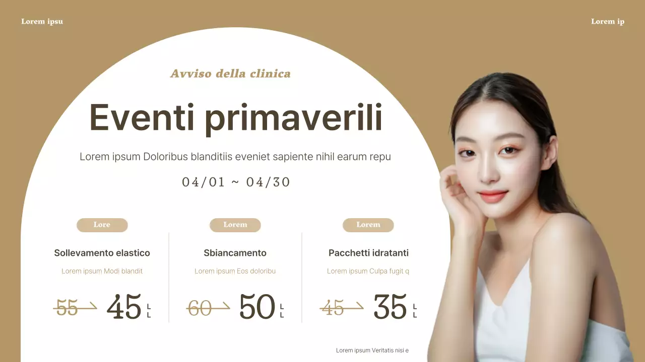 Annuncio di una lussuosa clinica dermatologica in marrone e beige