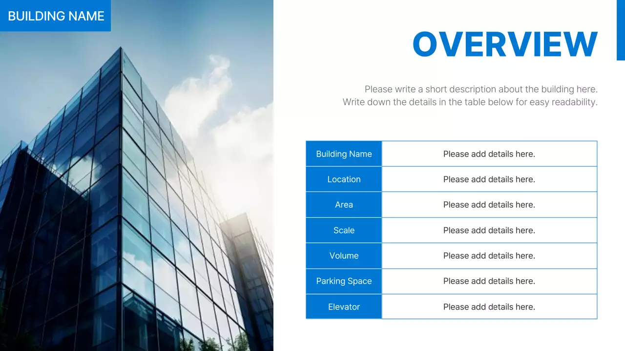 블루 모던 건설 정보 프레젠테이션