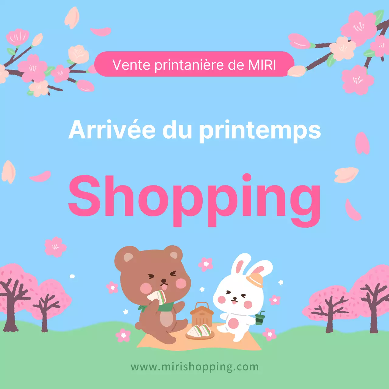 Promouvoir une jolie vente de printemps en bleu clair et rose