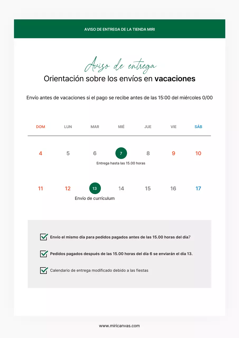 Un sencillo albarán verde y blanco de un centro comercial