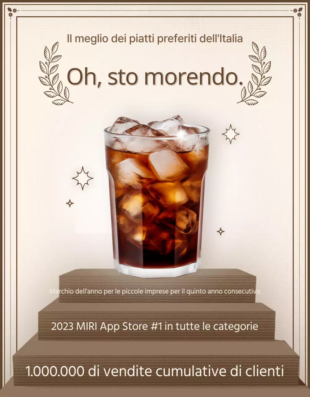 Pubblicità di un caffè-panificio d'epoca in avorio e beige