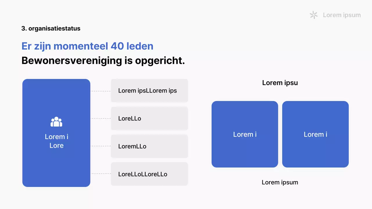 Een eenvoudige blauw-witte prospectus van een buurtvereniging