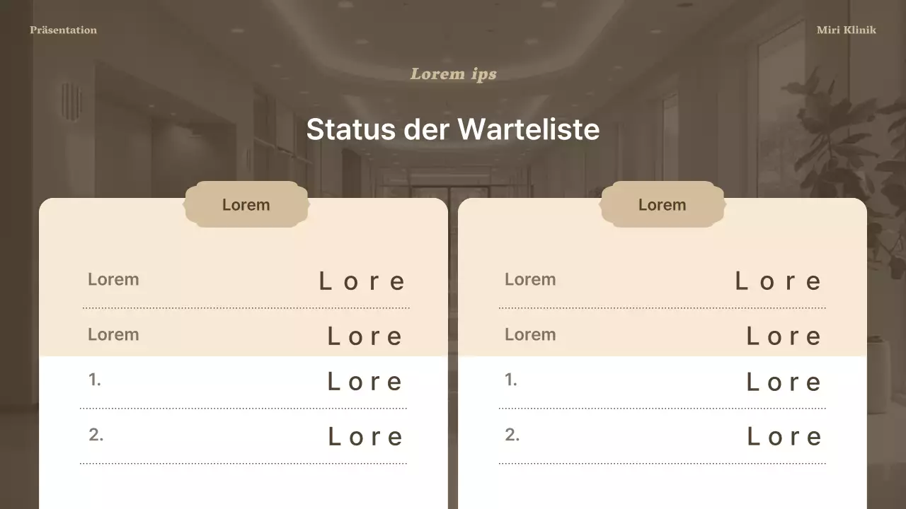 Ankündigung einer luxuriösen dermatologischen Klinik in Braun und Beige