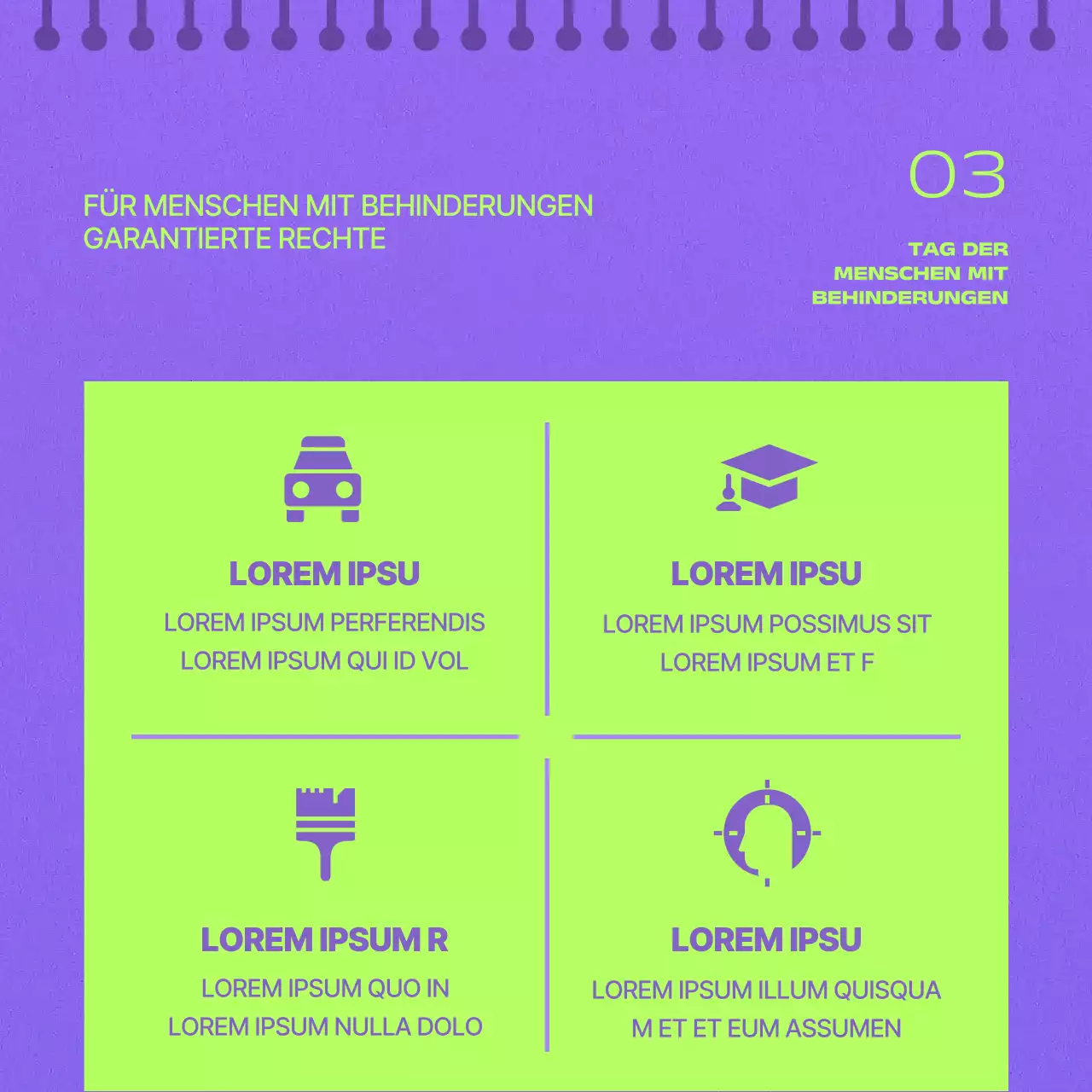 Geometrische Post zum Tag der Behinderung in Pink und Gelb