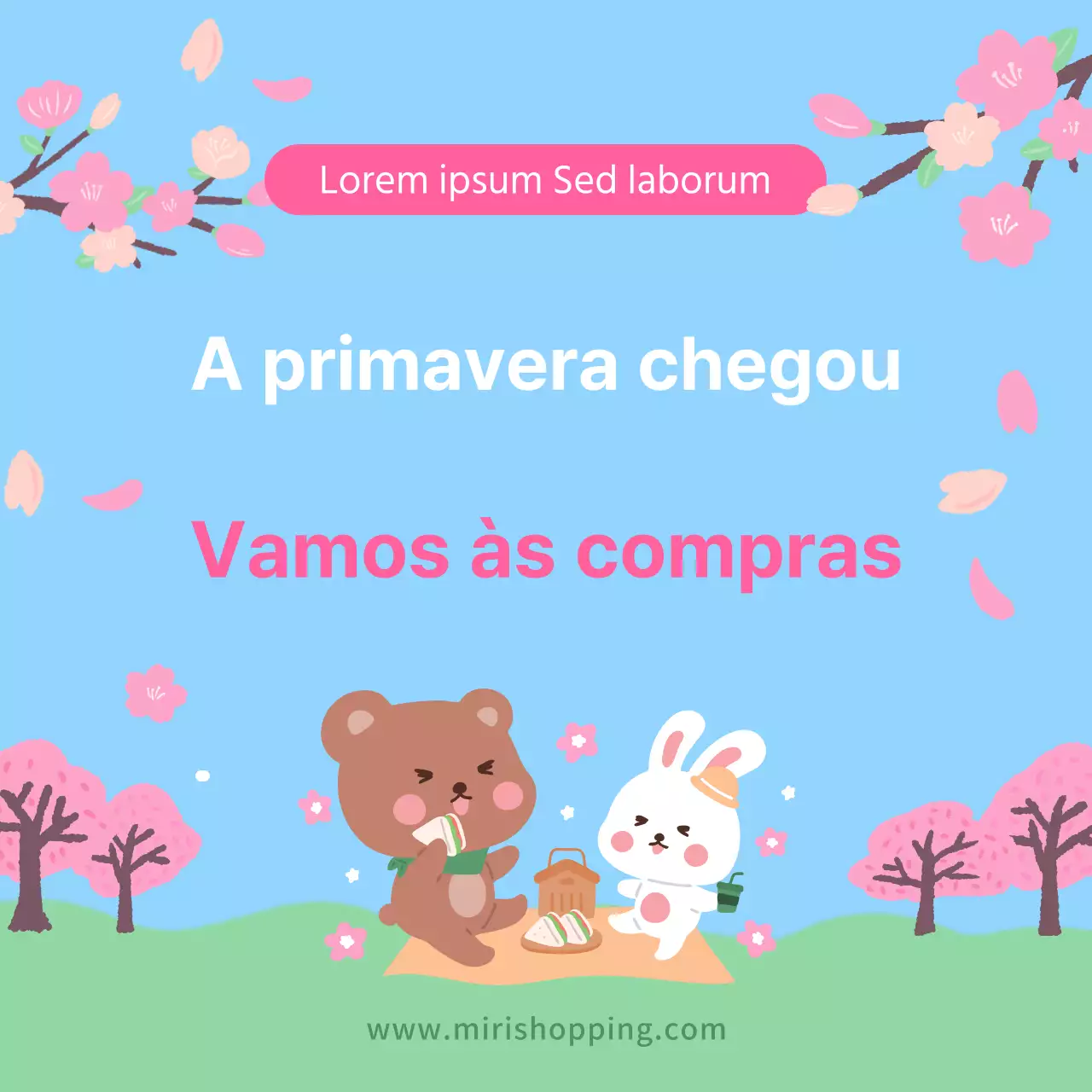 Promover uma bonita venda de primavera em azul claro e rosa