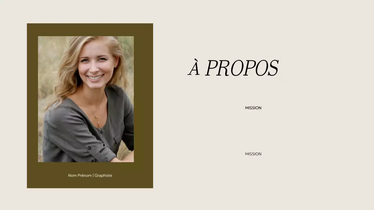 Matériel de portfolio créatif minimaliste beige et kaki