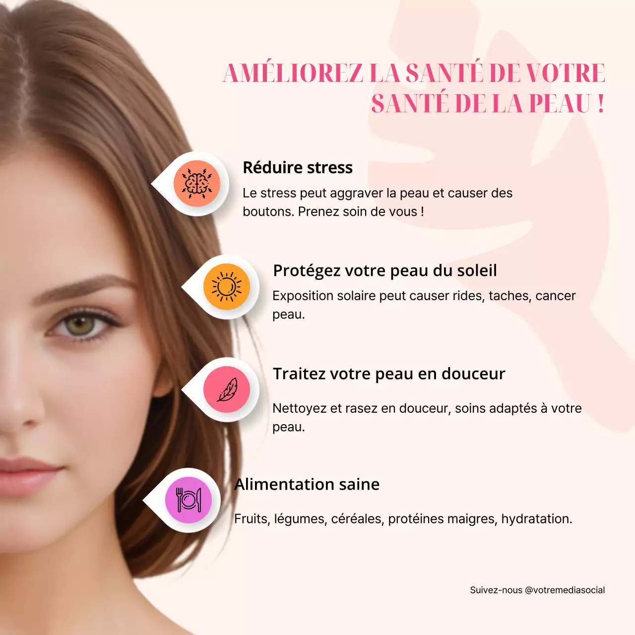 Guide infographique sur les soins minimaux de la peau en rose et beige