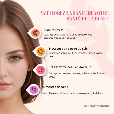 Guide infographique sur les soins minimaux de la peau en rose et beige