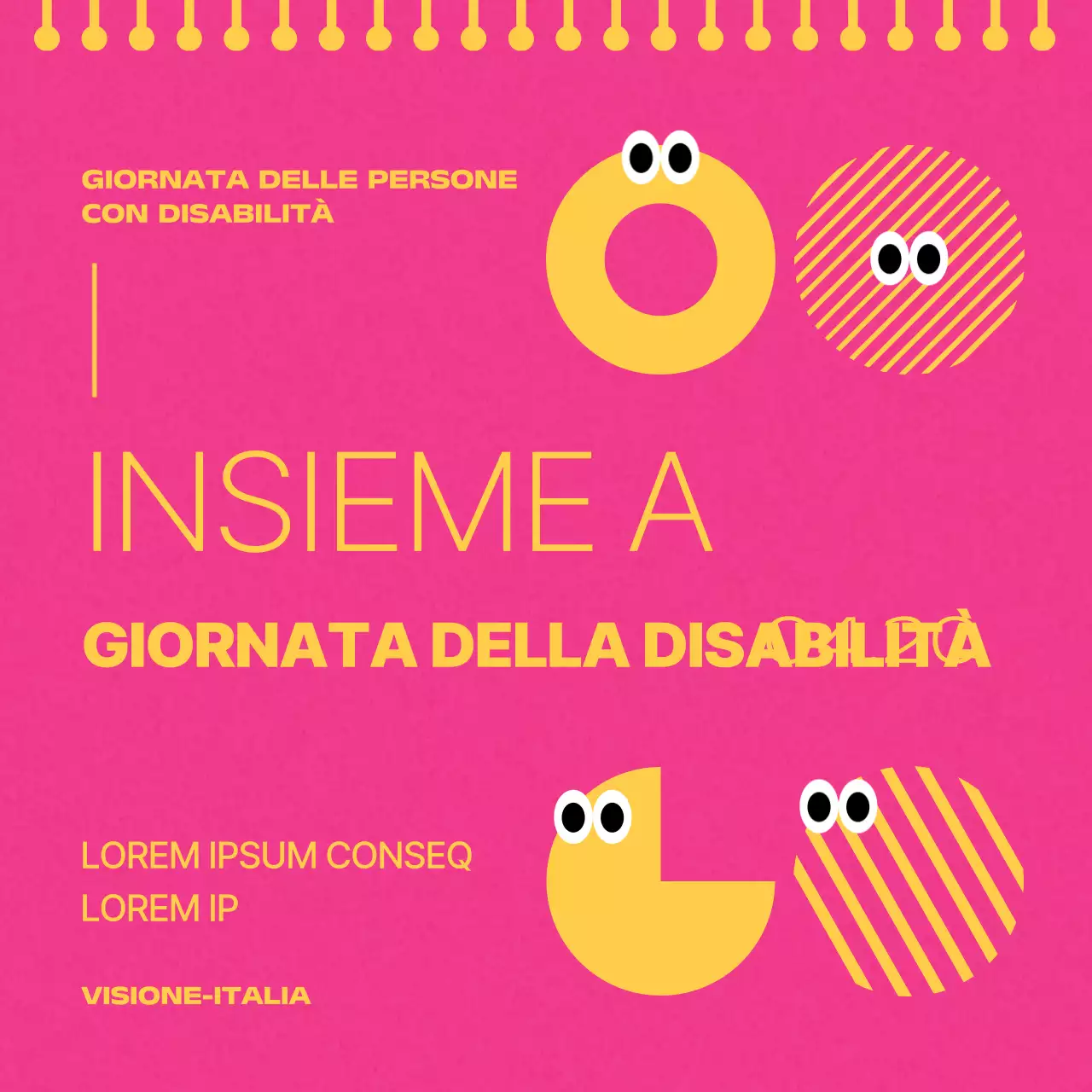 Posta geometrica per la Giornata della disabilità in rosa e giallo caldo
