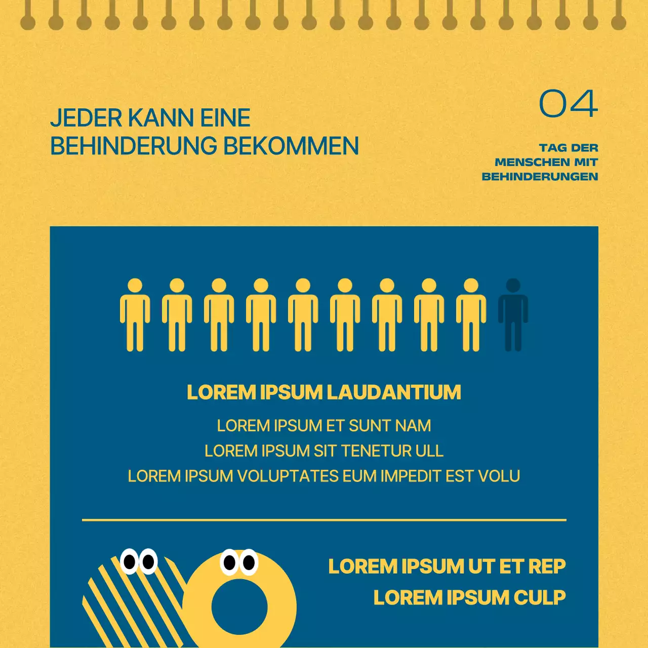 Geometrische Post zum Tag der Behinderung in Pink und Gelb