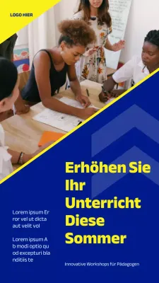 Werbung für das Sommerseminar für Lehrer in Marine und Gelb