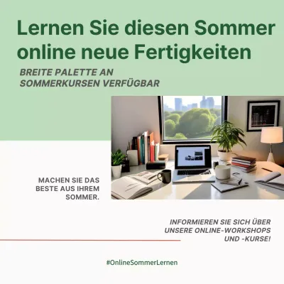 Minimalistische Online-Workshop-Anzeige in Kalk und Weiß