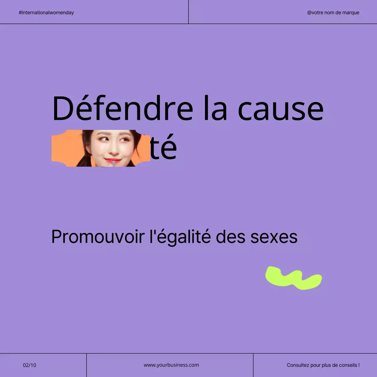 Campagne moderne pour la Journée internationale de la femme : violet et néon