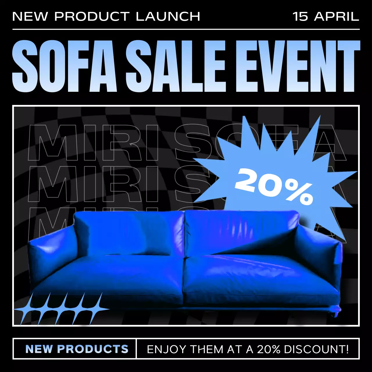 Blue Modern Sofa Promotion Social Media Post