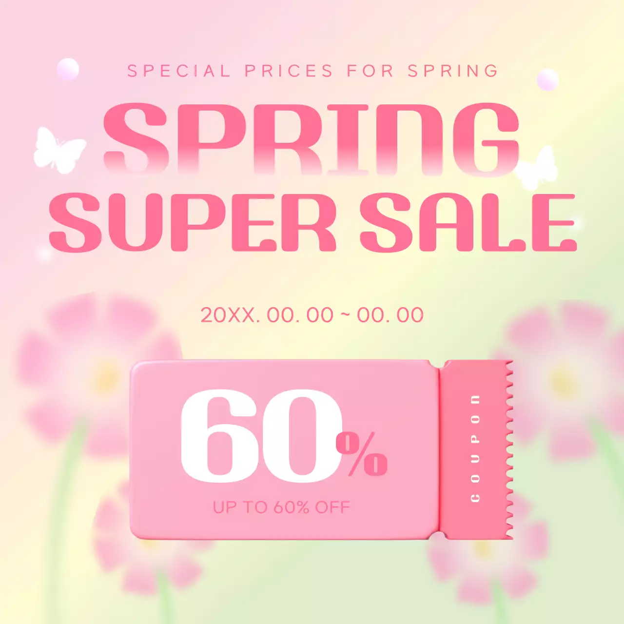 Spring sale marketing posts with pops of pink and purple