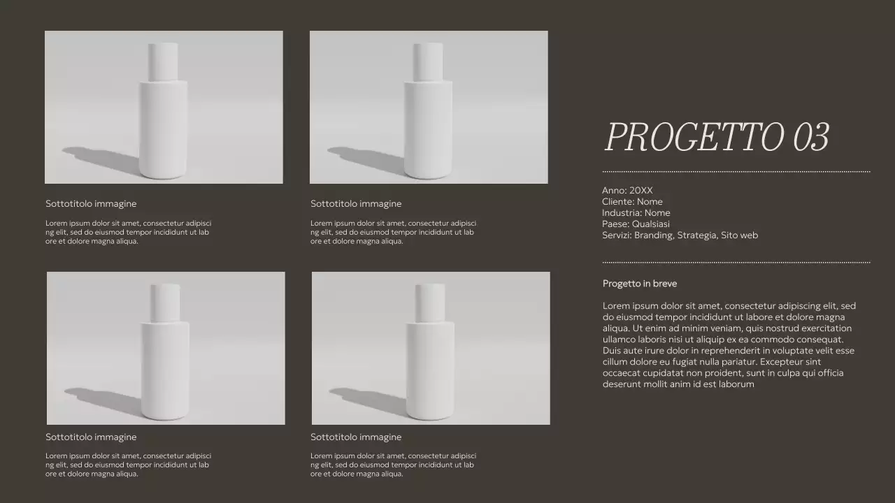 Materiale per portfolio creativo minimalista beige e kaki