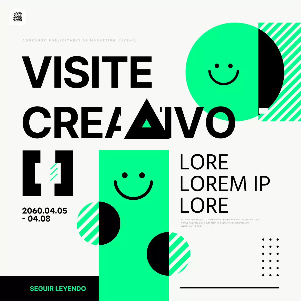 Promover concursos de anuncios de marketing juvenil de moda en fluorescentes y negros