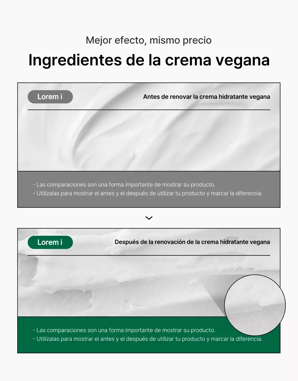 Promover una sencilla página de control de cosmética natural verde y blanca