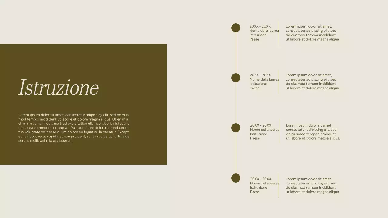 Materiale per portfolio creativo minimalista beige e kaki