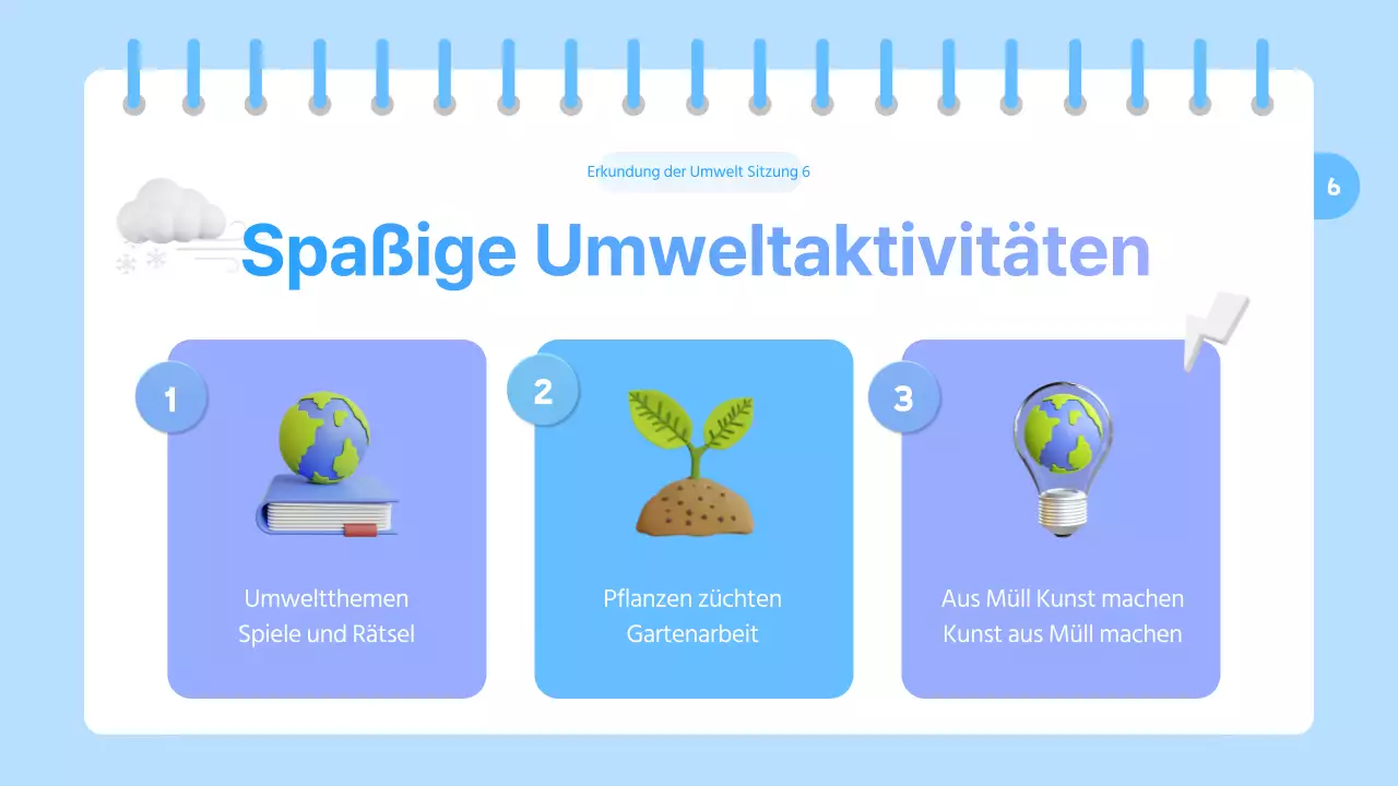 Ein hübsches Umweltbildungsmaterial in Hellblau und Lila