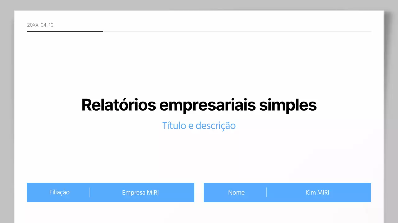 Um relatório empresarial simples em azul e cinzento
