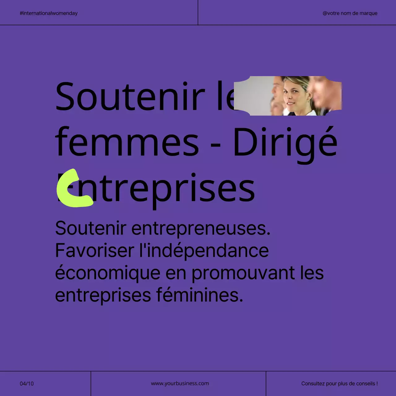 Campagne moderne pour la Journée internationale de la femme : violet et néon