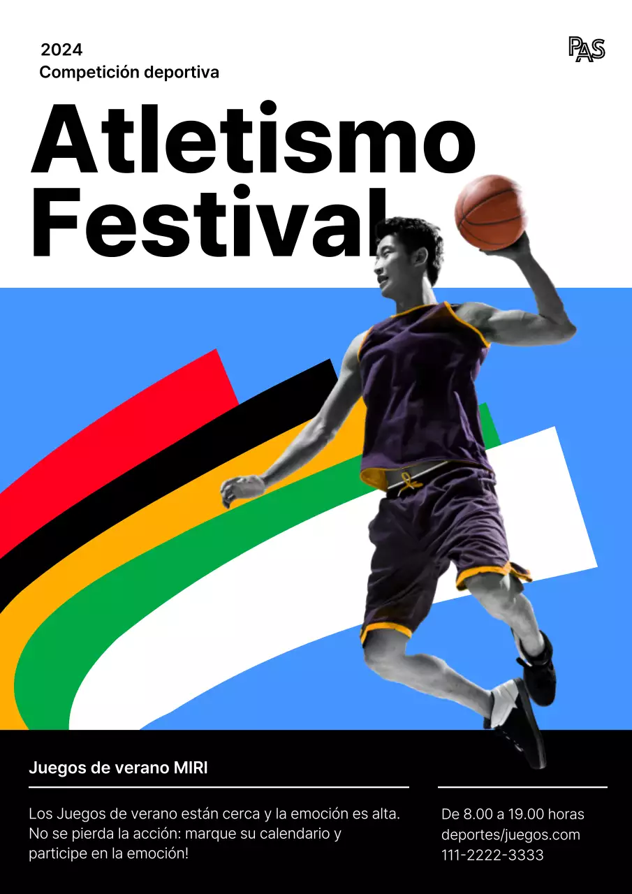 Promover InterHigh, una competición atlética nacional de secundaria moderna en rojo y azul.