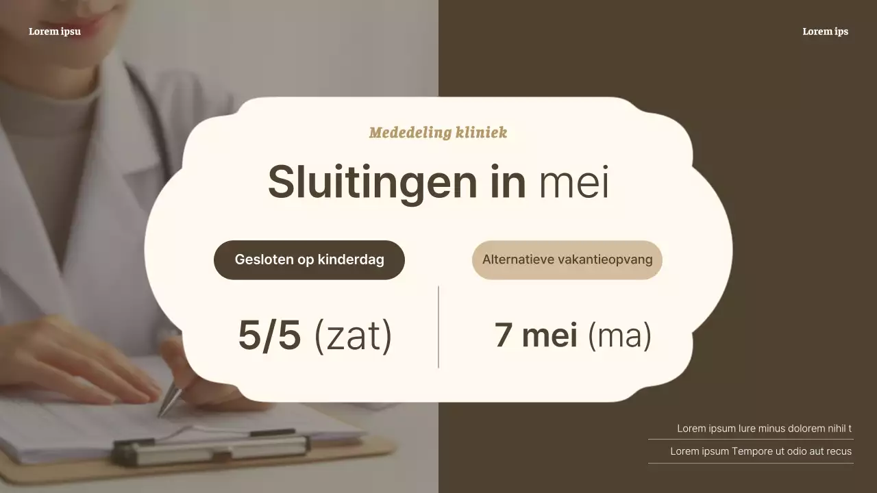 Aankondiging van een luxueuze dermatologische kliniek in bruin en beige