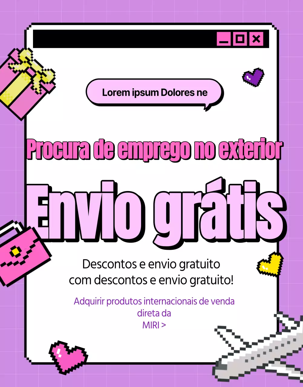 Promoção de emprego offshore ciber-cool em roxo e cor-de-rosa