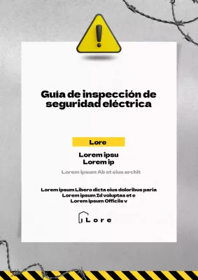 Avisos de inspección de seguridad eléctrica resaltados en negro y amarillo